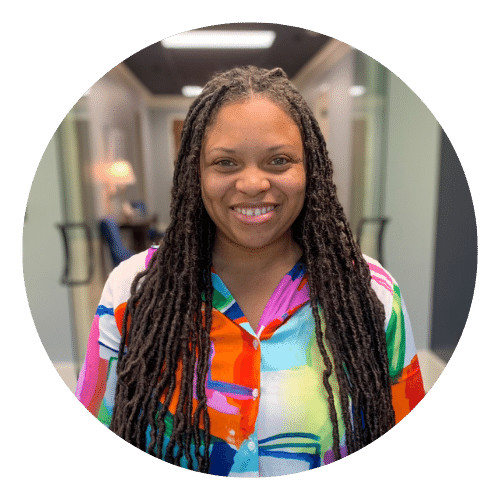 Destiny-Frazier-Accounting-Specialist A logo featuring a link design in vibrant purple and orange colors, symbolizing connectivity and creativity.